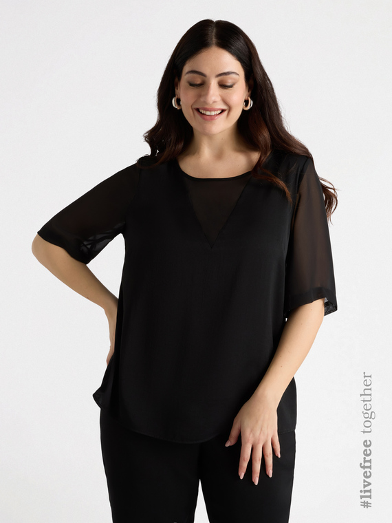 Bluse mi V-Einsatz