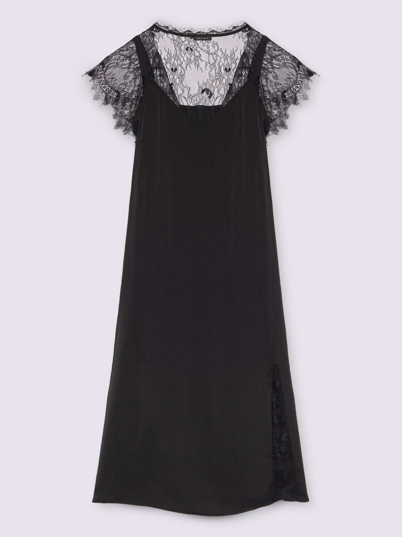 Satin slip dress with lace inserts image number 5