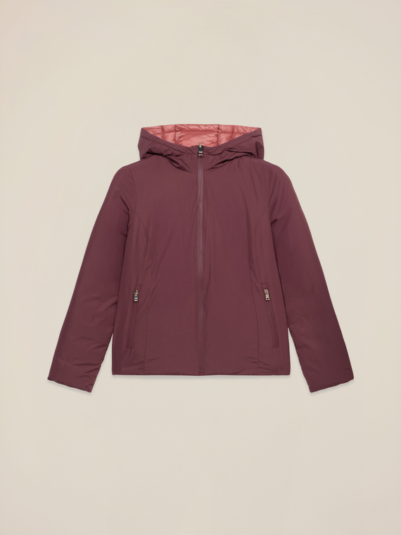 Piumino corto reversibile con cappuccio