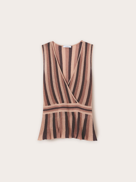 Striped lurex knit top