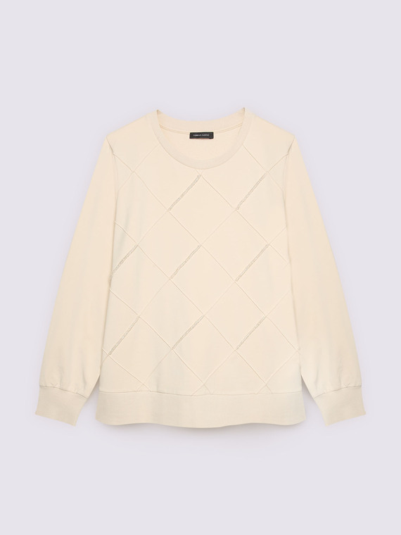 Sweat-shirt avec travail losanges et perles