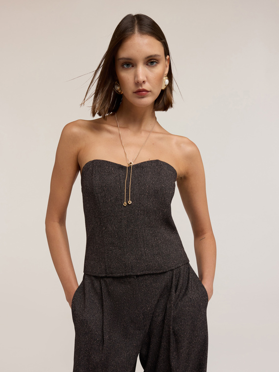 Top bustier in yarn-dyed polyviscose