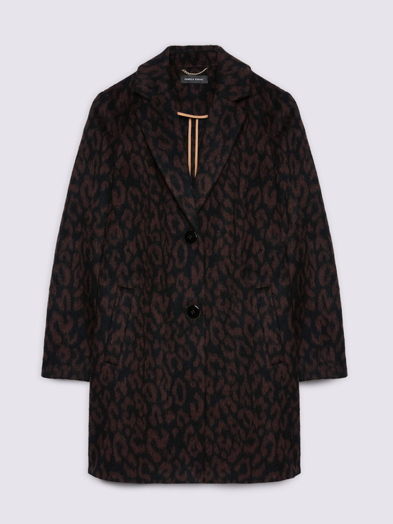Cappotto maculato in misto lana