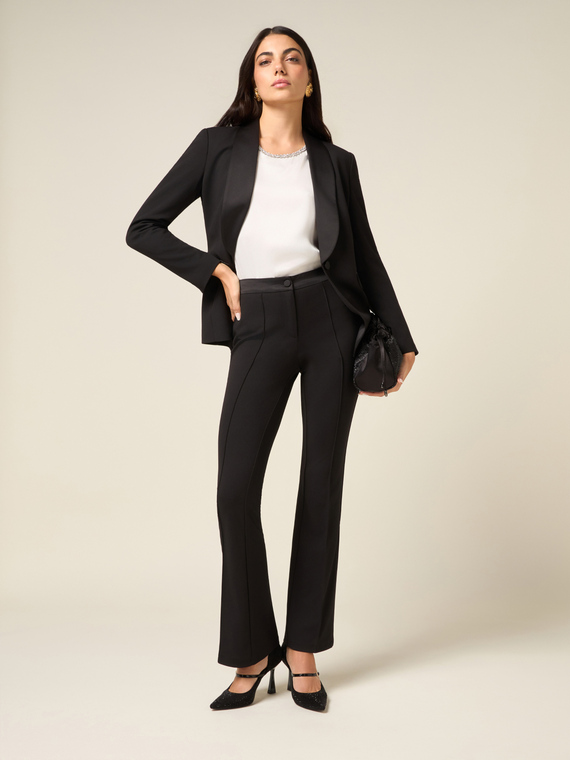 Flare pants in crêpe fabric