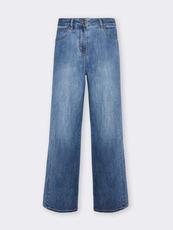 5-pocket mid wide leg jeans, "Wanda"