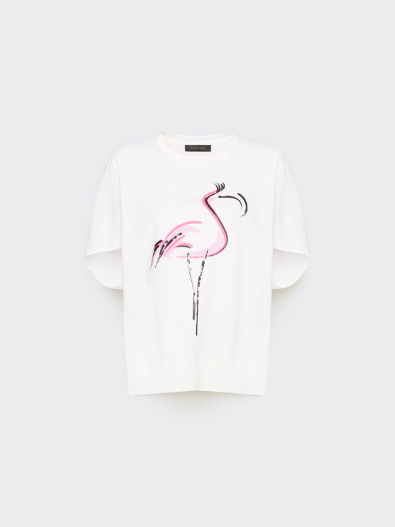 T-shirt in cotone stampata con strass