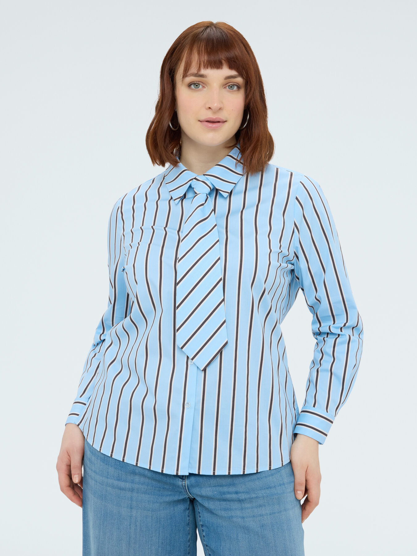 Striped shirt with tie image number 4
