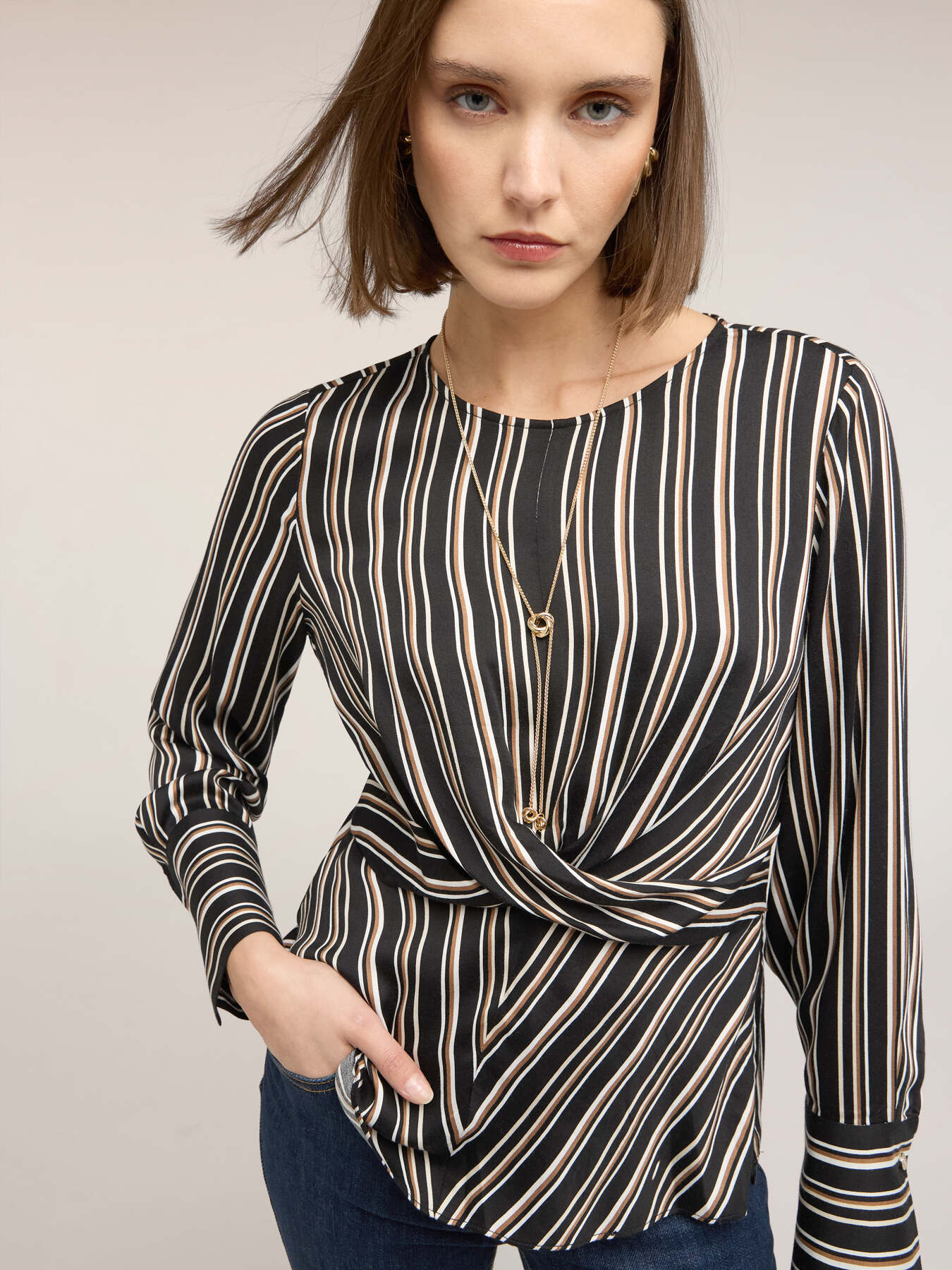 Striped wrap blouse image number 3