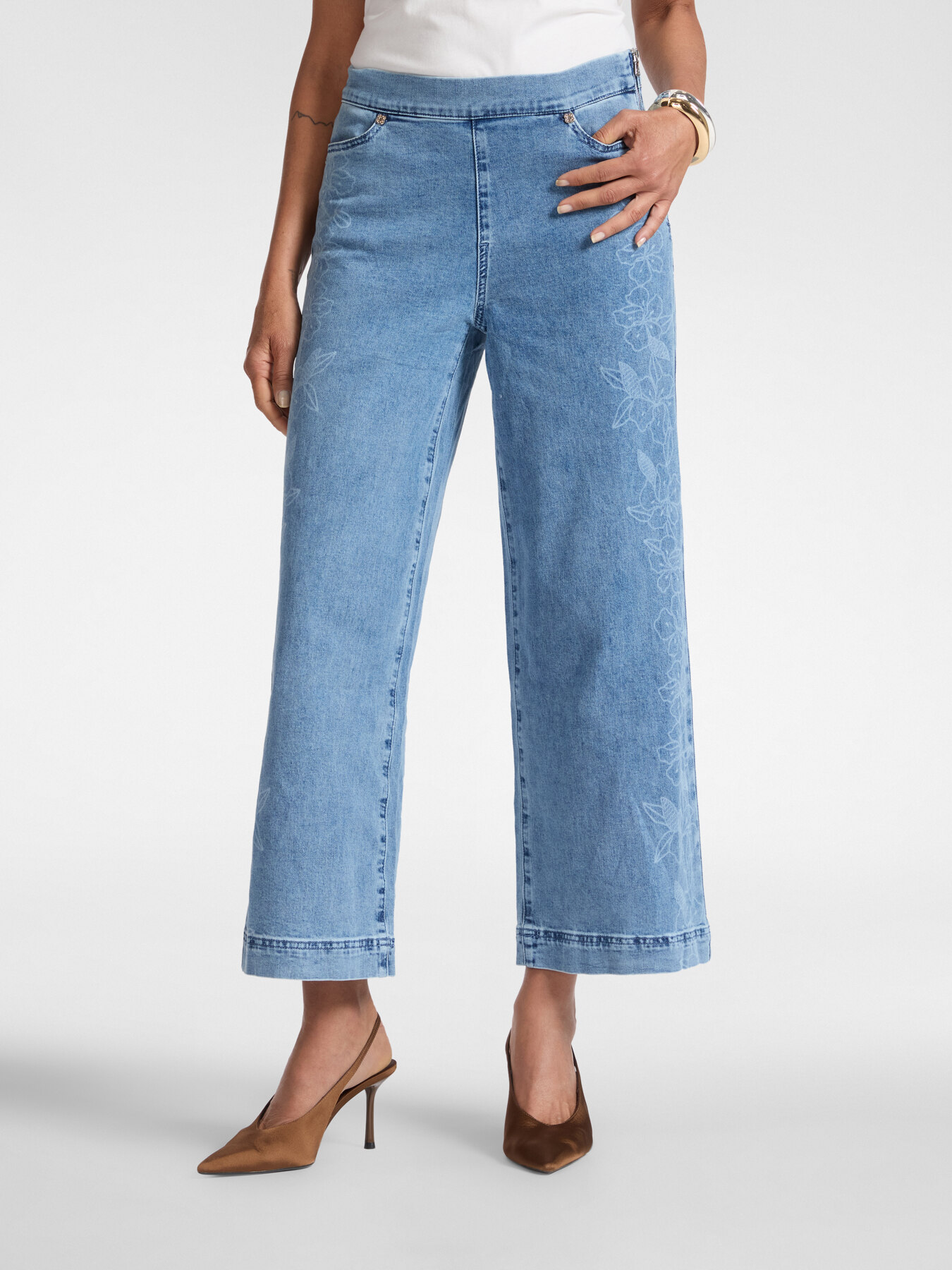 Floral wide leg jeans, "Wanda" image number 2