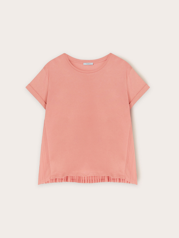 T-shirt con inserto plissé dietro