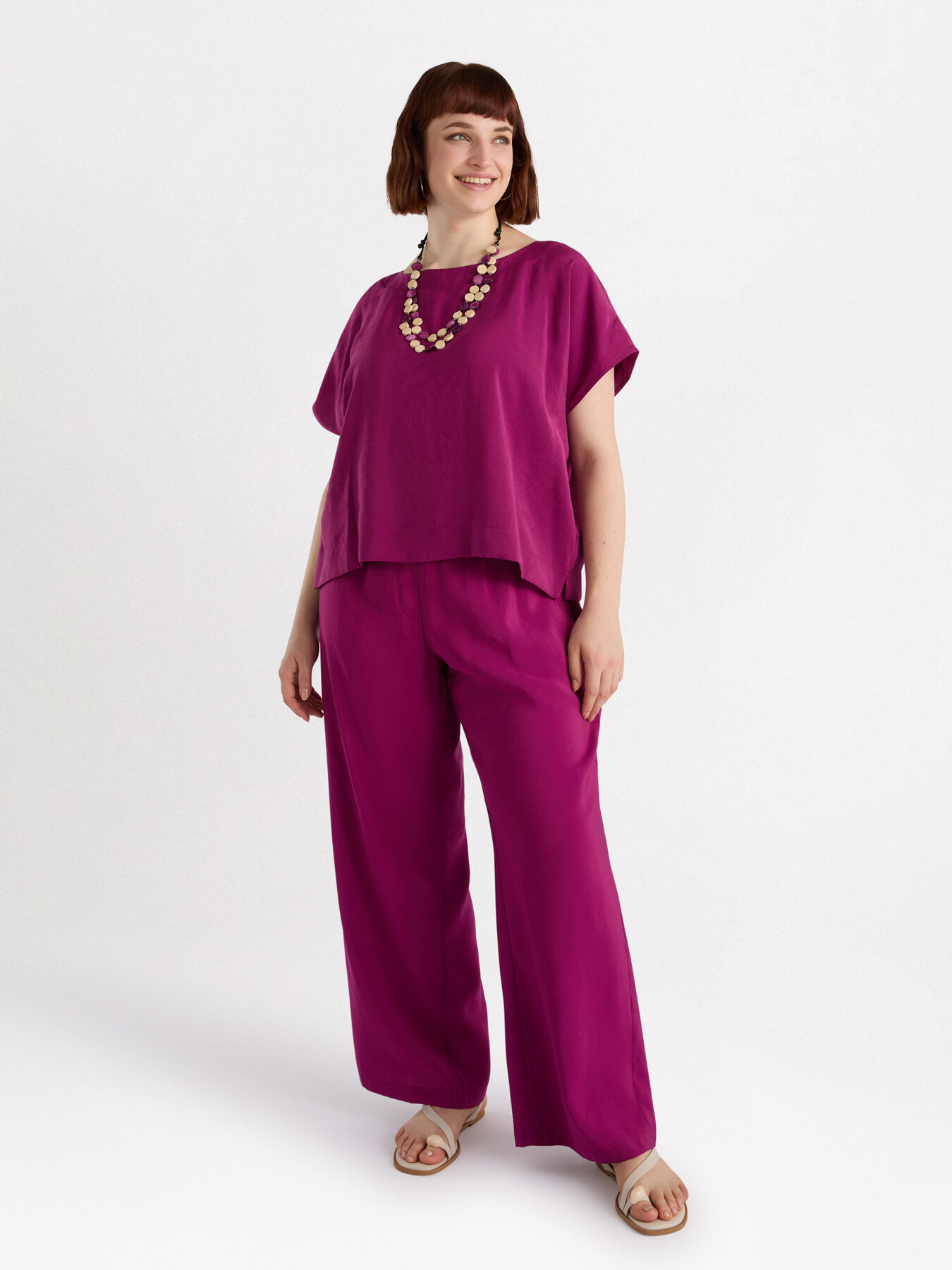 Boxy opaque satin blouse image number 0
