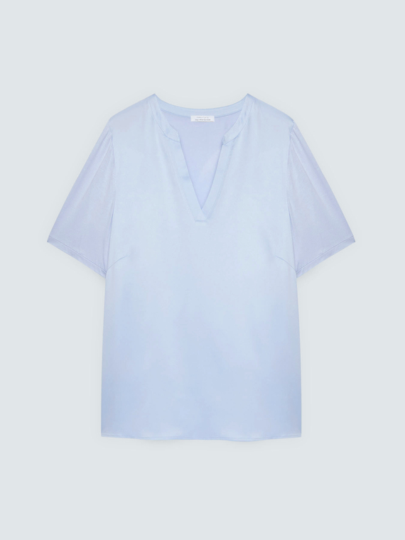 T-shirt bimaterica in misto viscosa