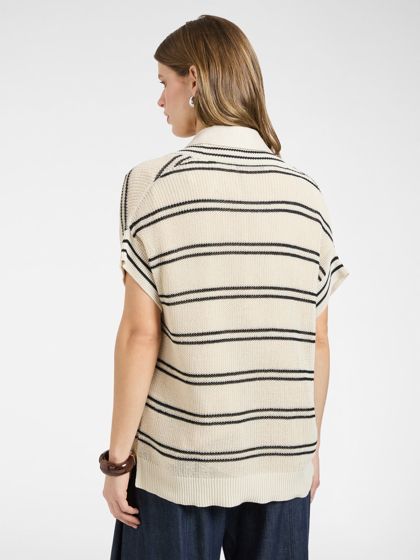 Maglia a righe con scollo a V image number 1