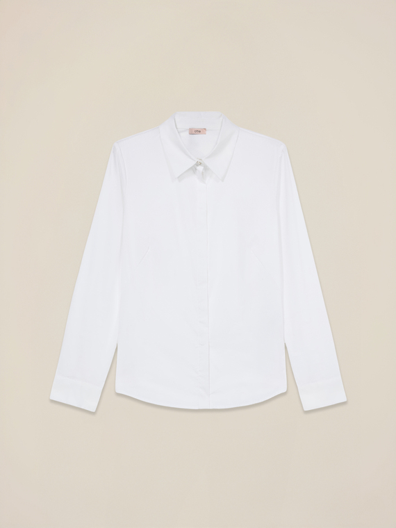 Poplin shirt with jewel button