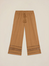 Pantaloni din muselină cu inserție de dantelă image number 4