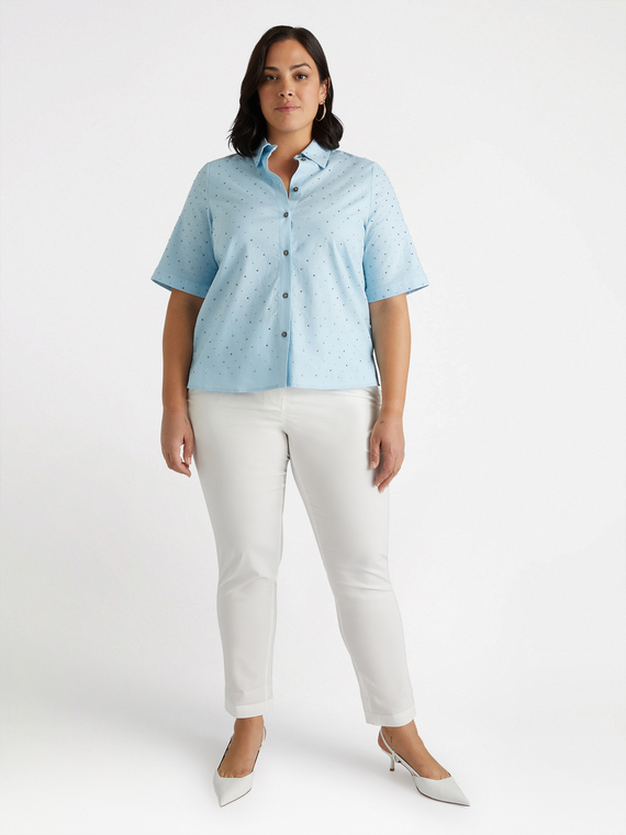 Camicia in lino stretch con borchie
