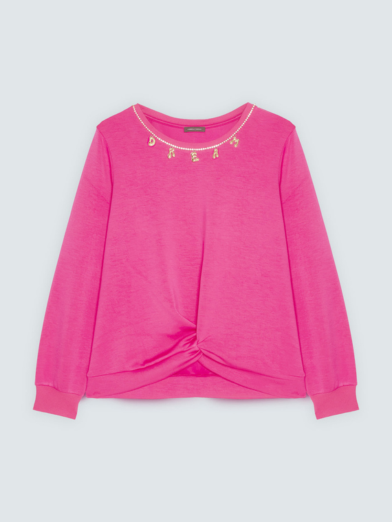 Sweatshirt with bow detail and dream lettering