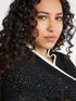 Cardigan lungo con bordi bianchi e micro paillettes image number 4