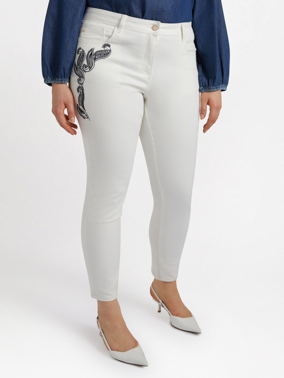 Skinny-Hose mit Stickerei