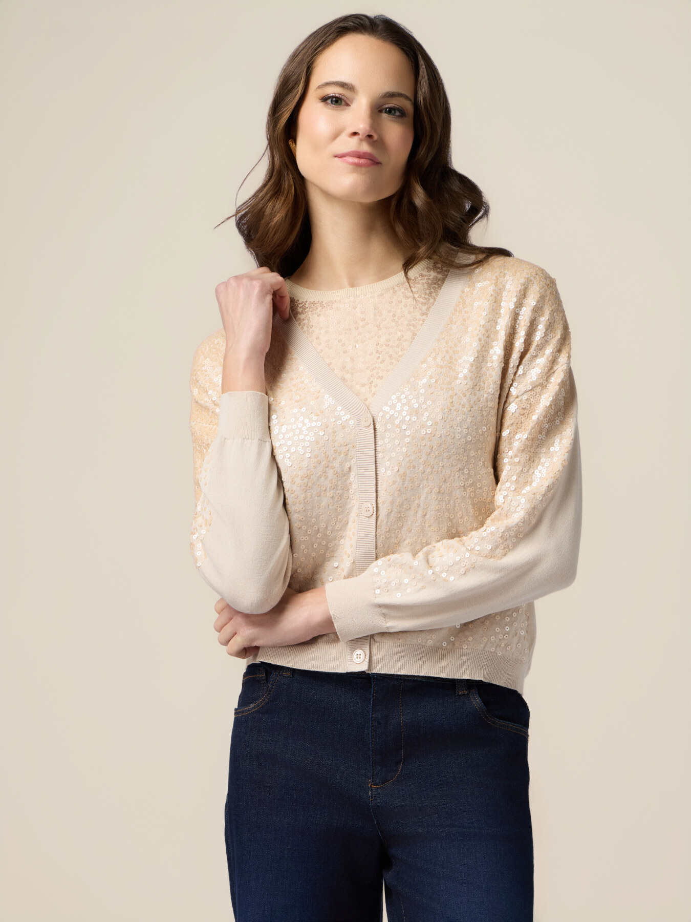 Cardigan con ricamo in paillettes image number 0