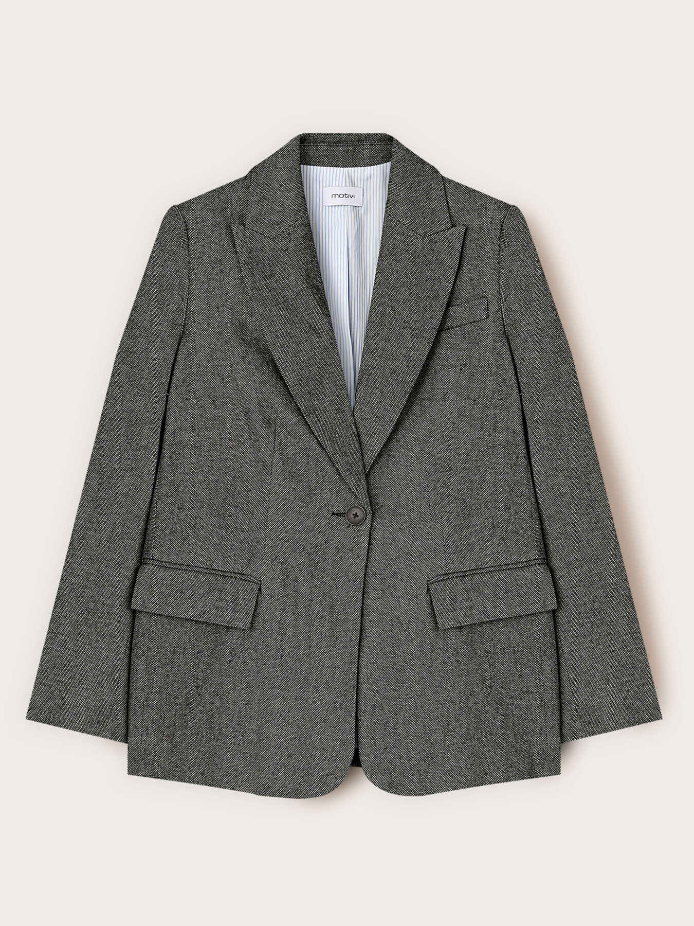 Strukturierte einreihige Jacke aus Köperbindungsgewebe image number 4