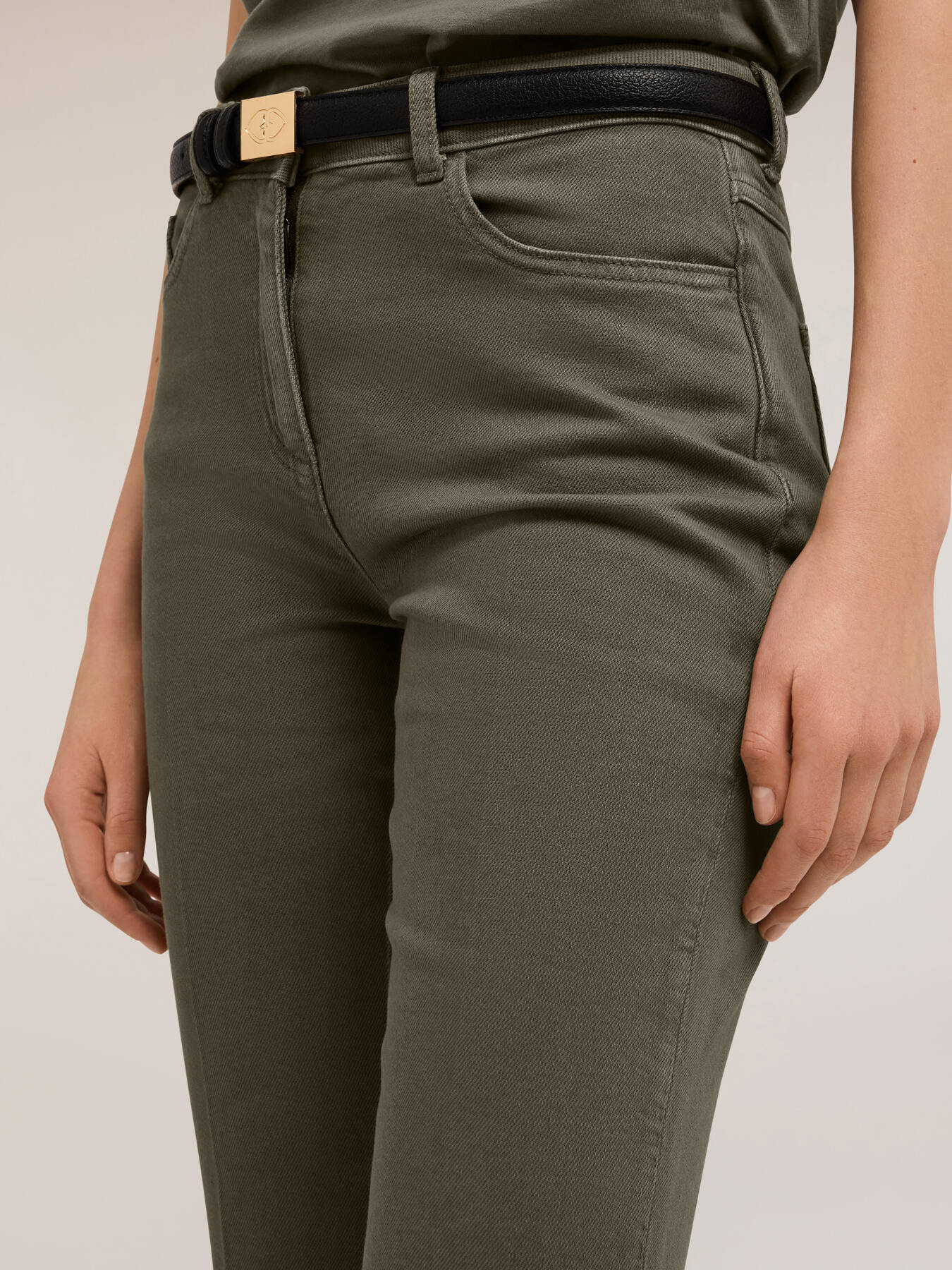 Kick flare cotton drill trousers image number 3