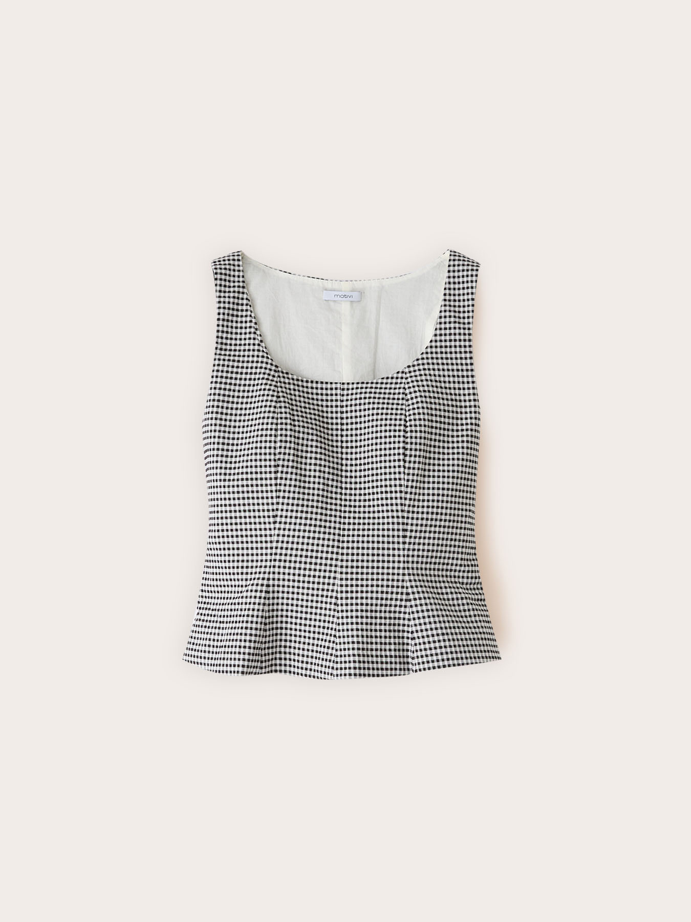 Mixed cotton yarn-dyed top with gingham pattern image number 4