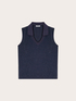 V-neck linen blend top with collar image number 4