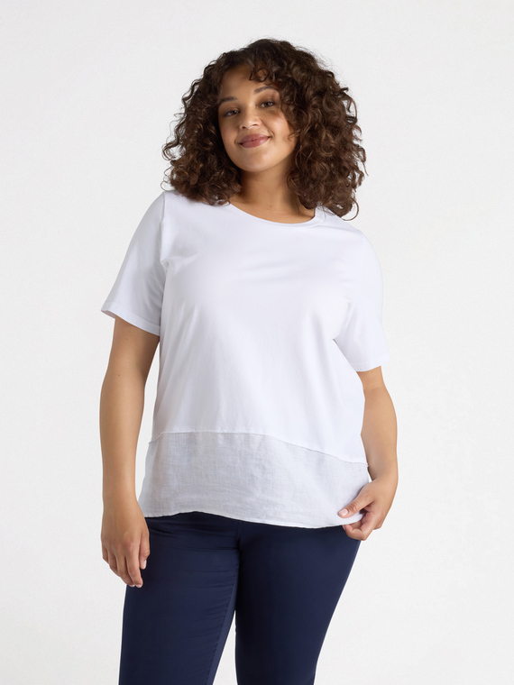 T-shirt boxy in cotone e lino