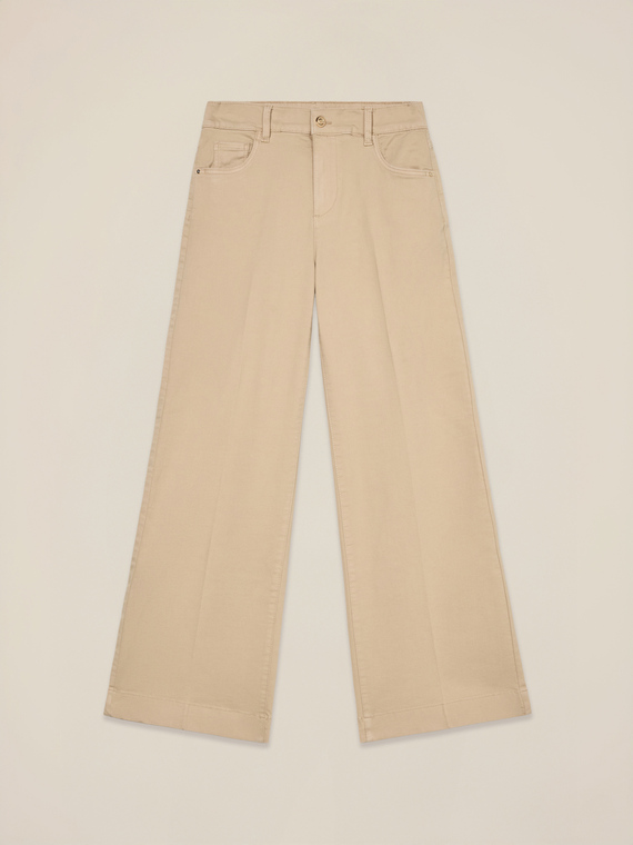 Pantaloni wide leg in cotone