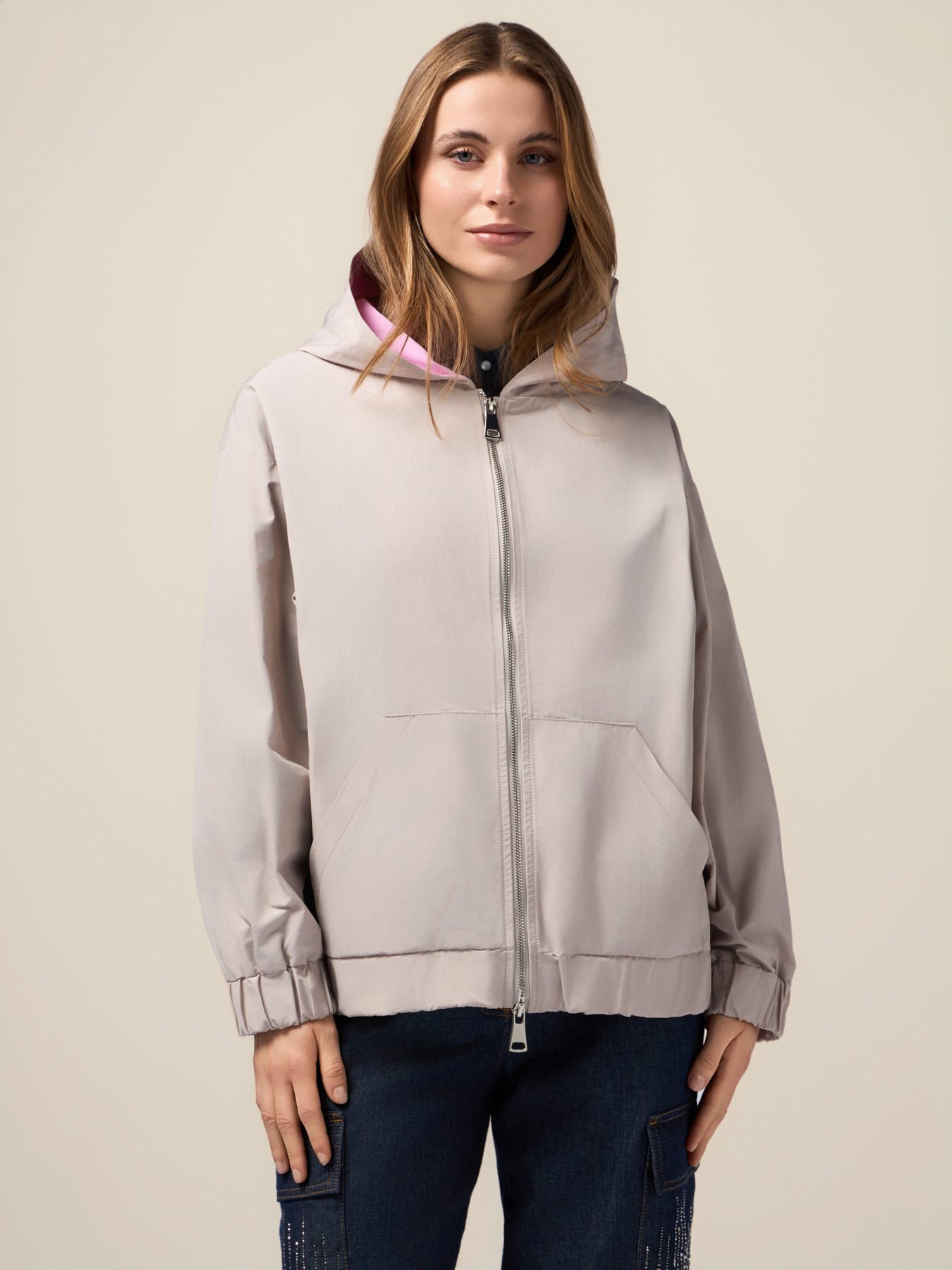 Nylon jacket with hood image number 0