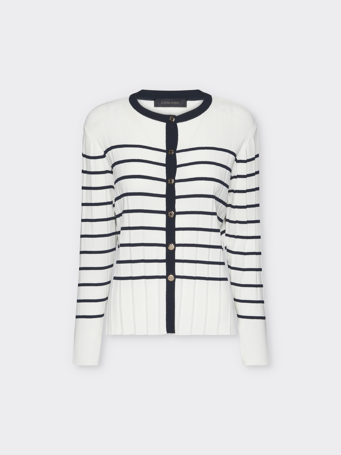 Cardigan mit rundem Halsausschnitt in Streifenverarbeitung image number 4