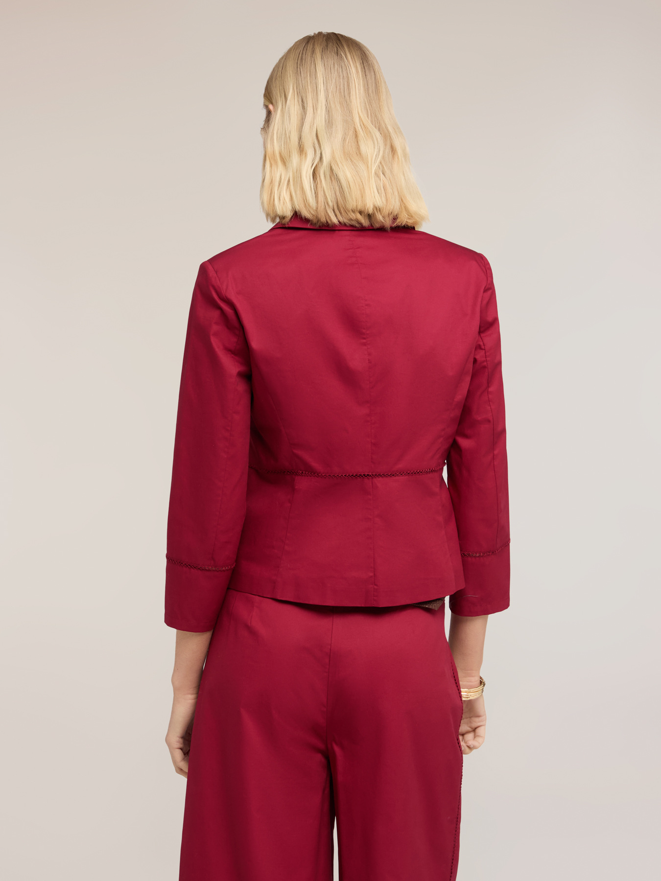 Blazer din twill de bumbac cu ajour&eacute; image number 1