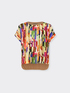 T-shirt in due tessuti con stampa image number 4
