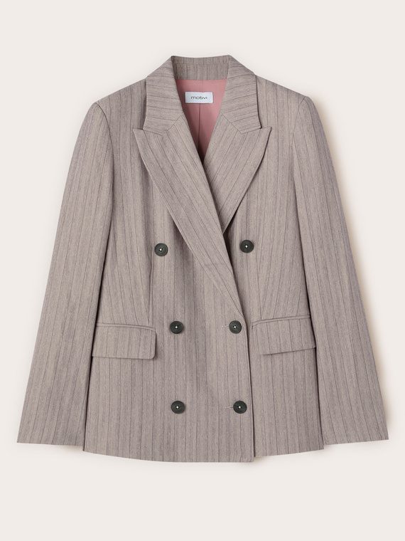 Structured double-breasted pinstripe jacket