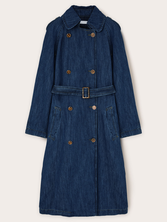 Linen blend denim trench coat