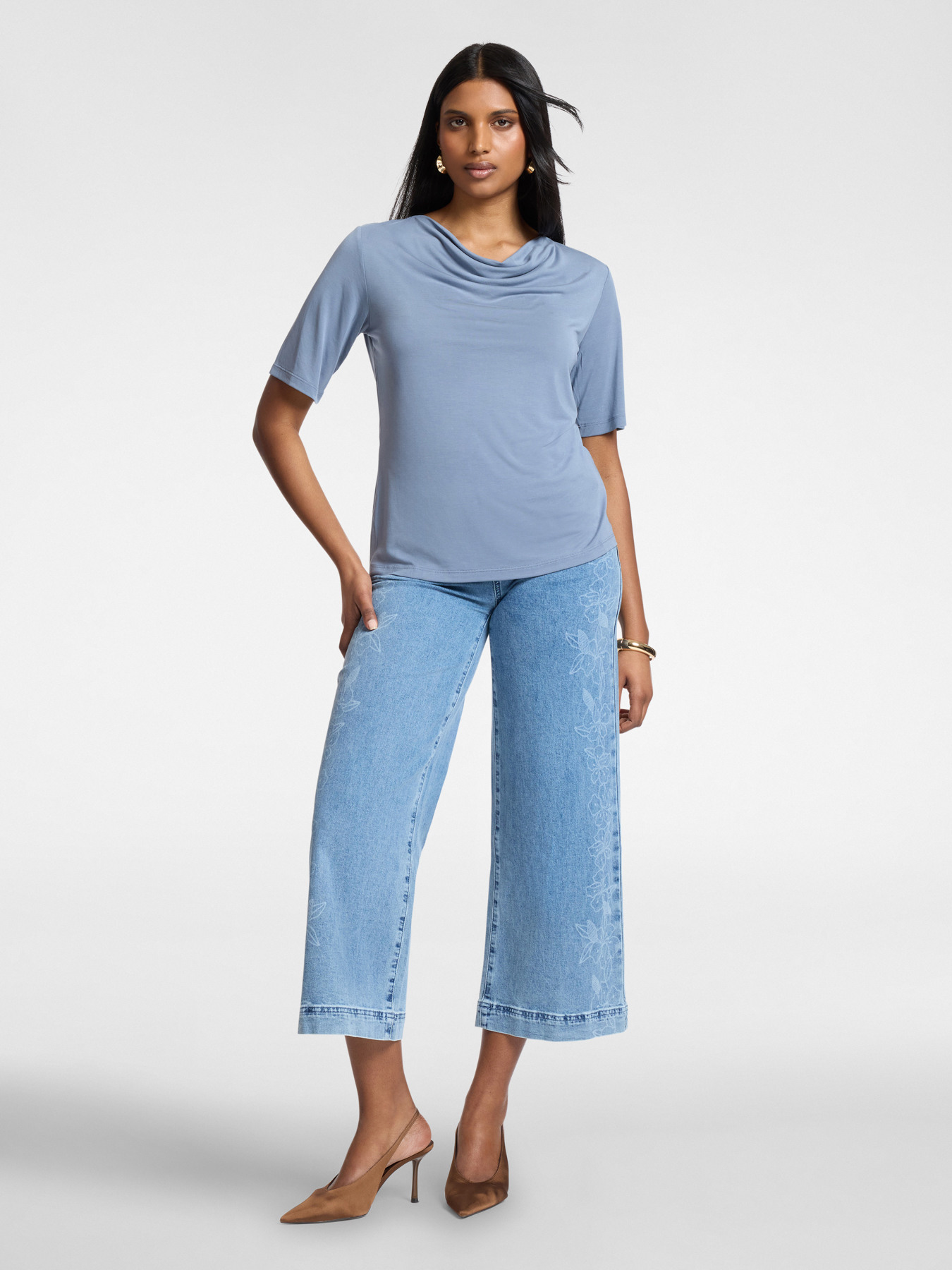 T-shirt with draped neckline image number 2