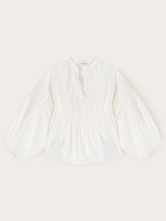 Oversized blouse with pleated feature