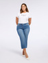 Cropped jeans with rhinestone appliqués image number 4