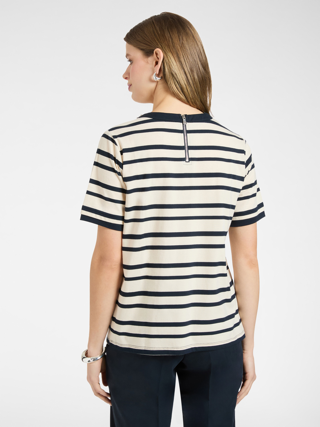 Striped t-shirt with embroidery image number 1
