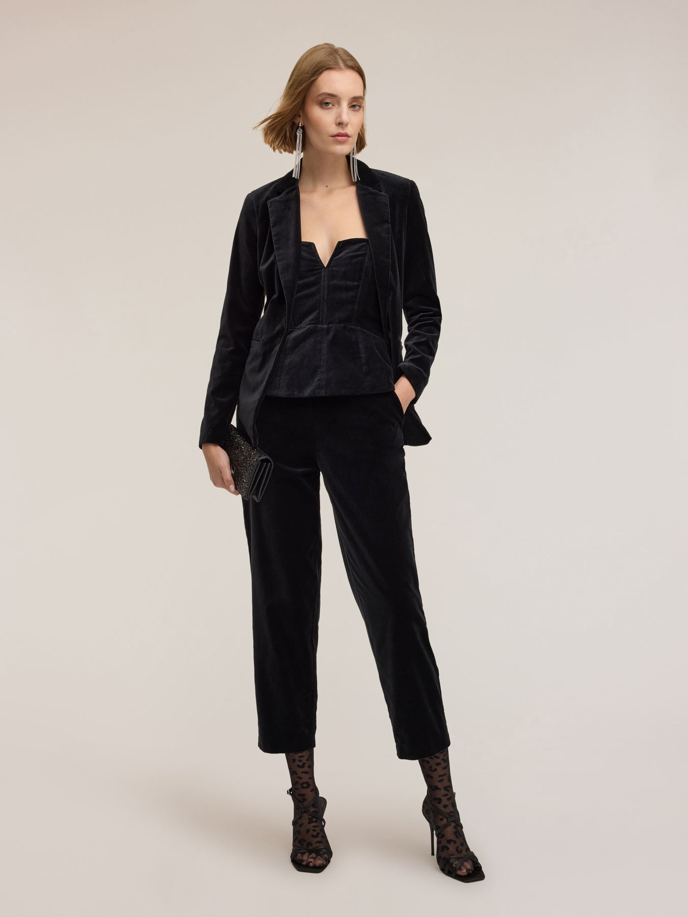 Single-breasted velvet blazer image number 0