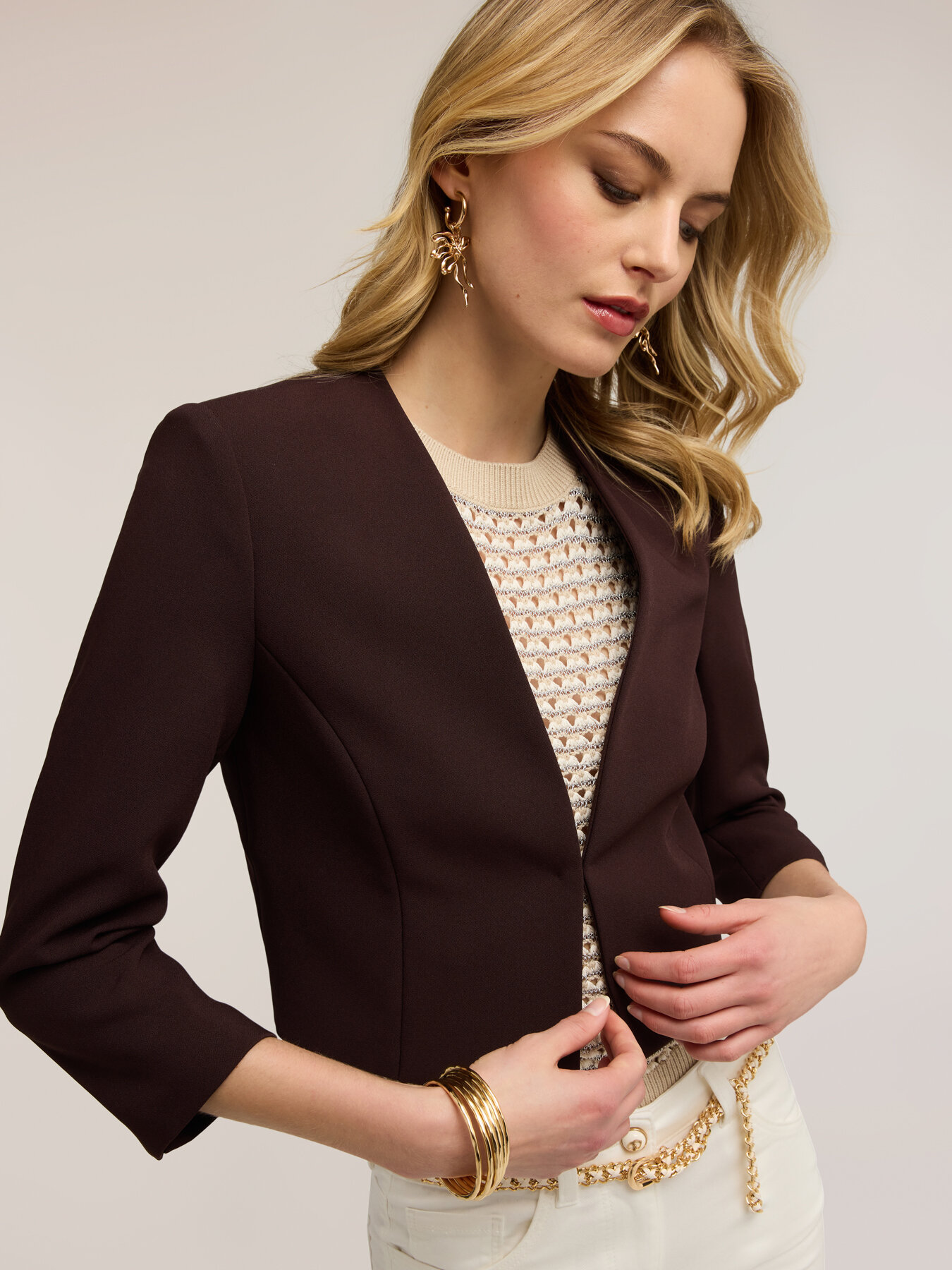 Structured jacket in cady crepe image number 2