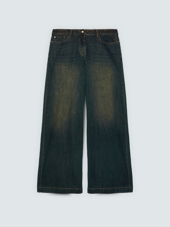 Jeans Wide Leg mit leuchtenden Applikationen