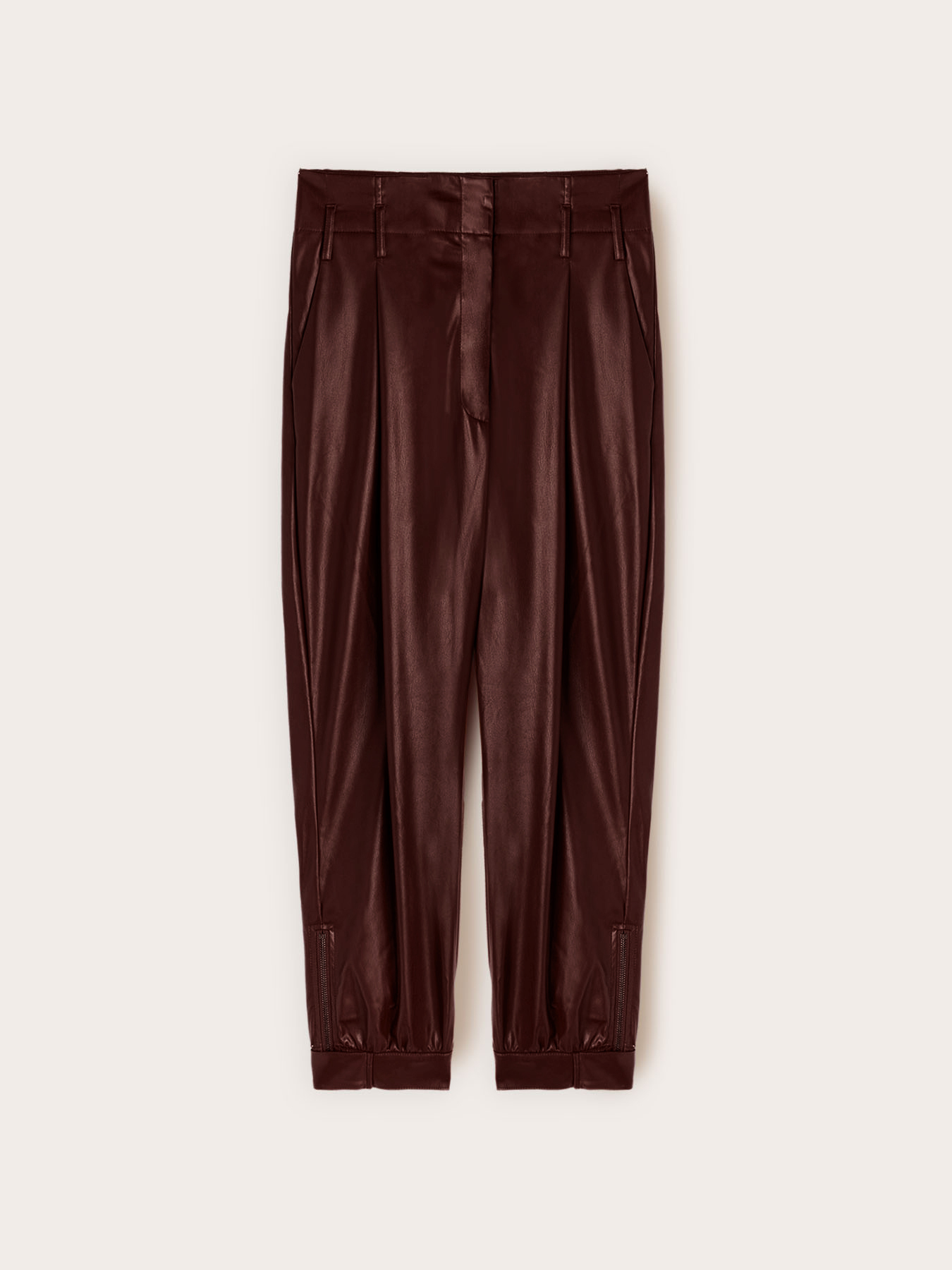 Pleated trousers in coated fabric image number 4