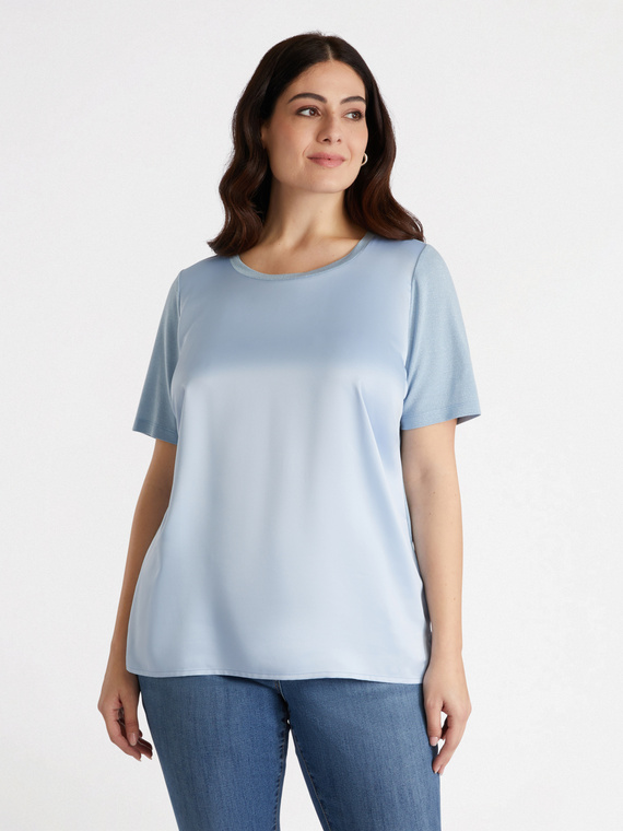 T-Shirt aus Satin und Jersey Lurex