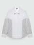 Camicia con inserti a righe e strass sul colletto image number 5