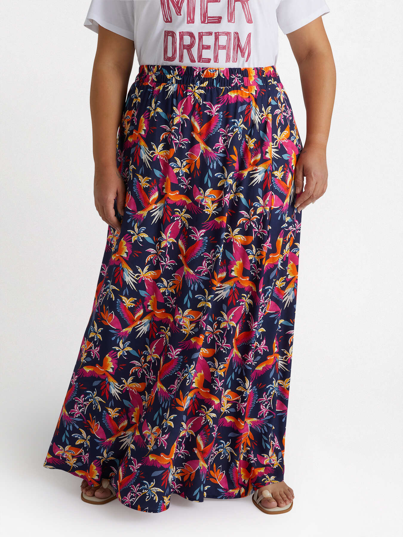 Parrot amp; Palm print long skirt image number 0