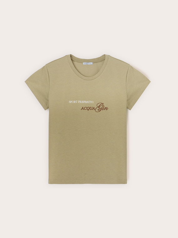 Tricou din jerseu cu inscripție brodată