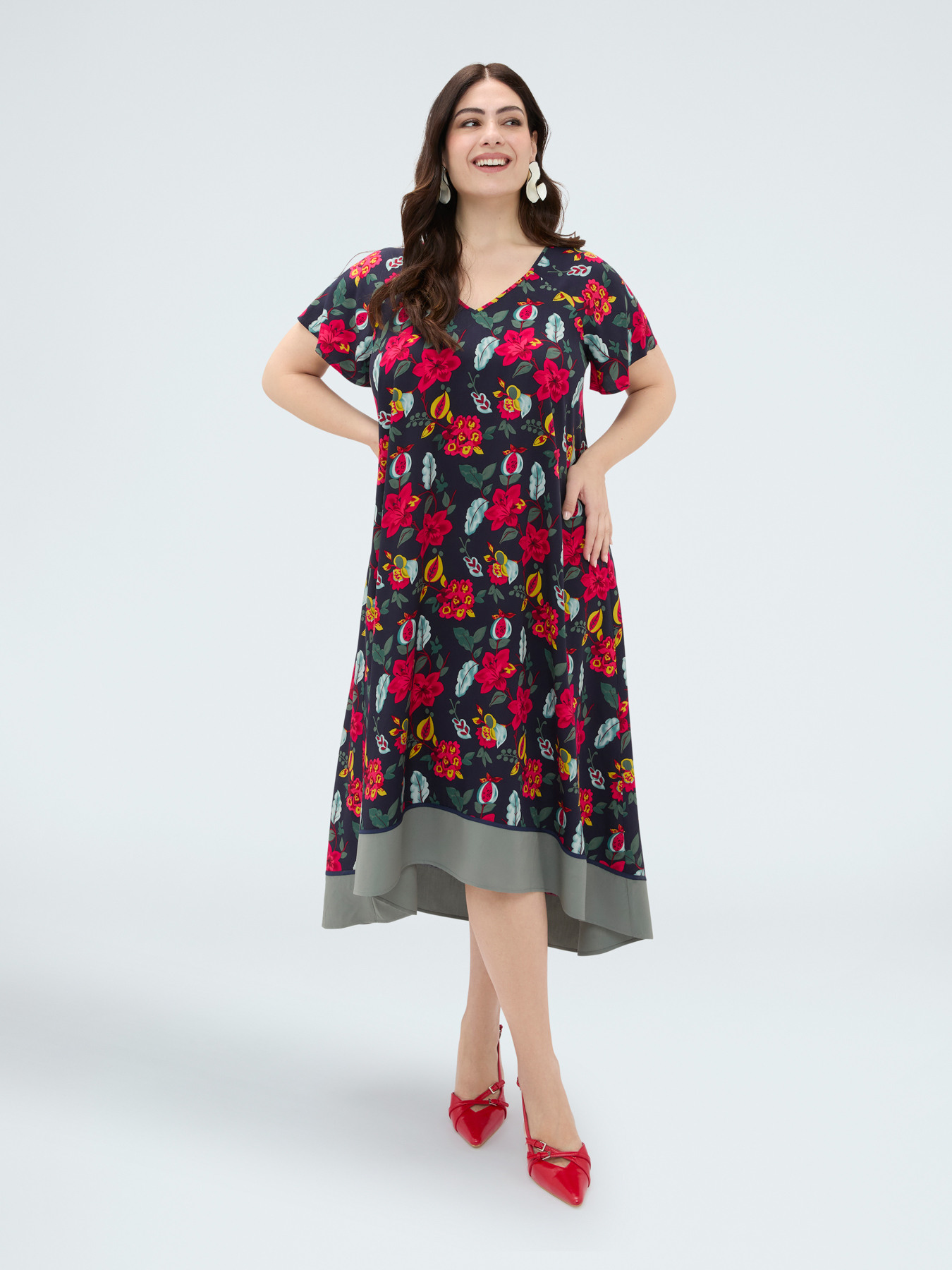 Robe longue en viscose &agrave; imprim&eacute; fleuri image number 2