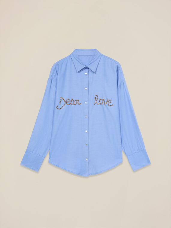 Camicia con ricamo gioiello lettering